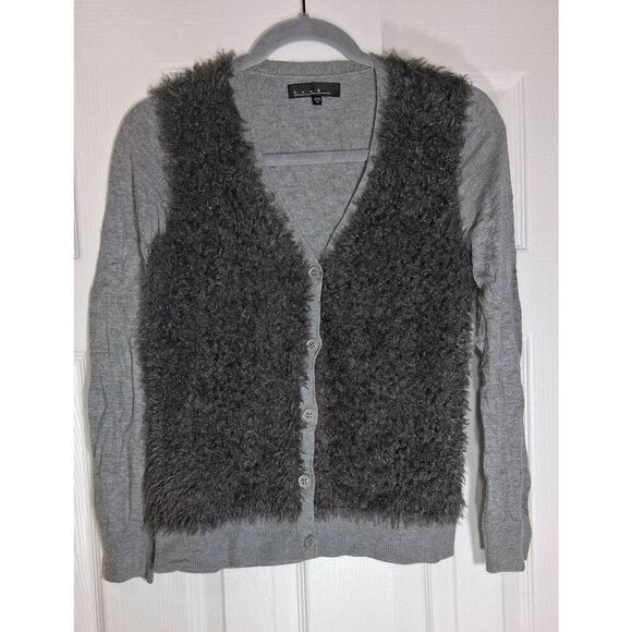 B+ab Sweaters - B+ab womens small cardigan sweater nylon Angora gray fluffy soft quiet luxury